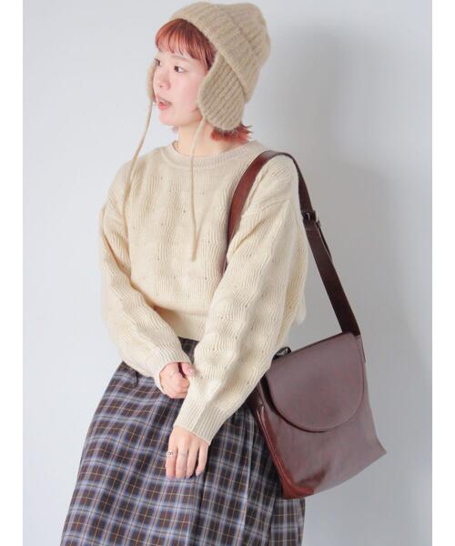 ehka sopo（エヘカソポ）の「ショート丈ポコポコニット（ニット/セーター・レディース・キナリ/ミント/ピンク・F）」の5枚目の写真