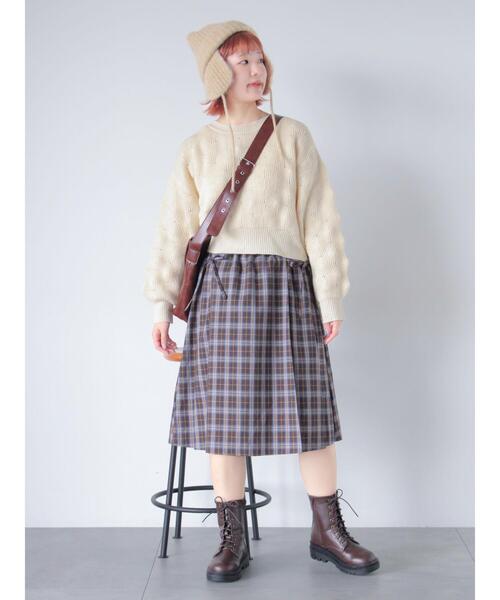 ehka sopo（エヘカソポ）の「ショート丈ポコポコニット（ニット/セーター・レディース・キナリ/ミント/ピンク・F）」の7枚目の写真