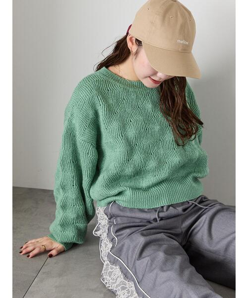 ehka sopo（エヘカソポ）の「ショート丈ポコポコニット（ニット/セーター・レディース・キナリ/ミント/ピンク・F）」の16枚目の写真