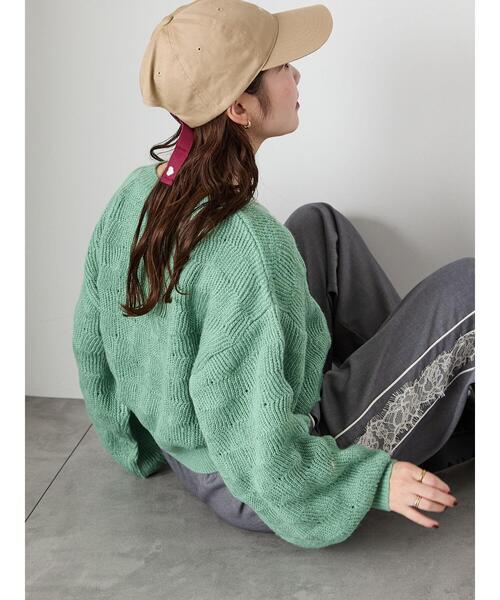 ehka sopo（エヘカソポ）の「ショート丈ポコポコニット（ニット/セーター・レディース・キナリ/ミント/ピンク・F）」の18枚目の写真