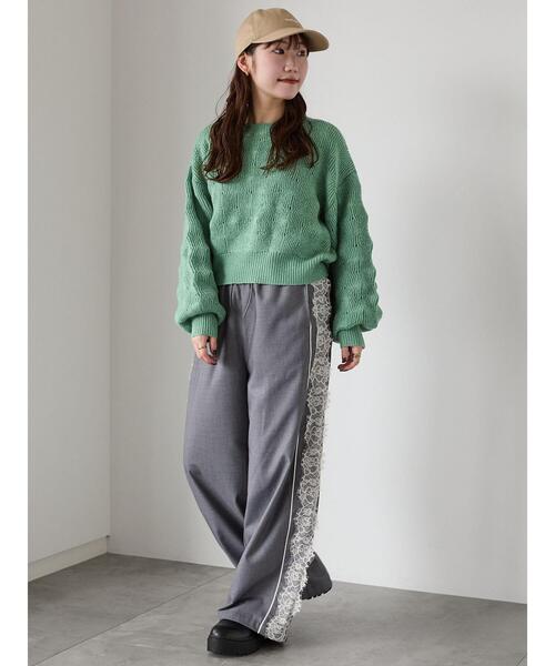 ehka sopo（エヘカソポ）の「ショート丈ポコポコニット（ニット/セーター・レディース・キナリ/ミント/ピンク・F）」の20枚目の写真