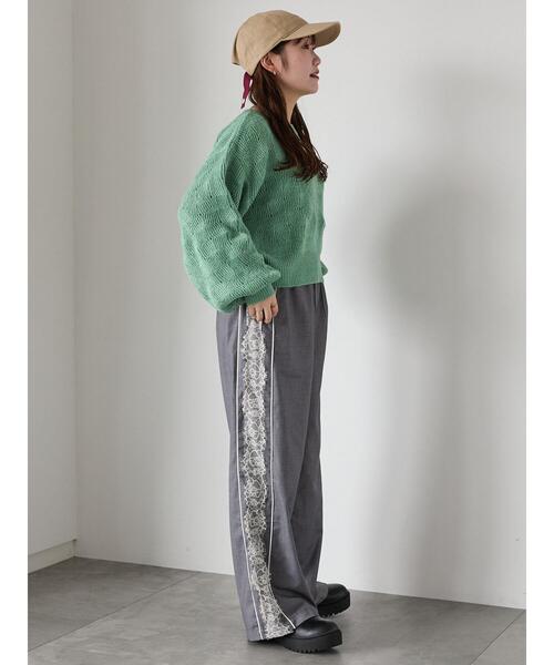 ehka sopo（エヘカソポ）の「ショート丈ポコポコニット（ニット/セーター・レディース・キナリ/ミント/ピンク・F）」の21枚目の写真