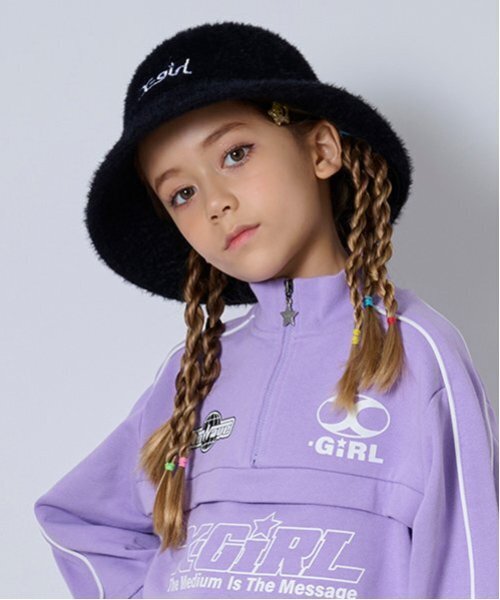 X-girl Stages（エックスガールステージス）の「ファーバケットハット（ハット・キッズ・ブラック/アイボリー・L(52-56cm)/M(48-52cm)）」の2枚目の写真