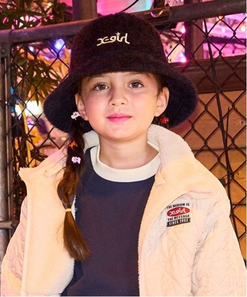 X-girl Stages（エックスガールステージス）の「ファーバケットハット（ハット・キッズ・ブラック/アイボリー・L(52-56cm)/M(48-52cm)）」の8枚目の写真