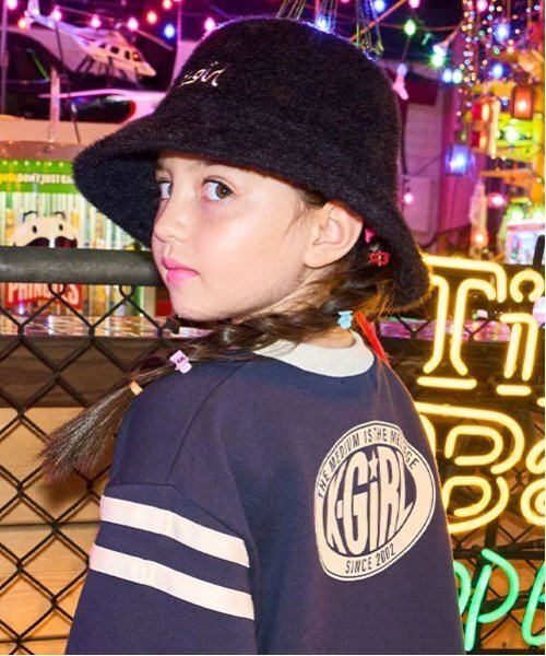 X-girl Stages（エックスガールステージス）の「ファーバケットハット（ハット・キッズ・ブラック/アイボリー・L(52-56cm)/M(48-52cm)）」の6枚目の写真