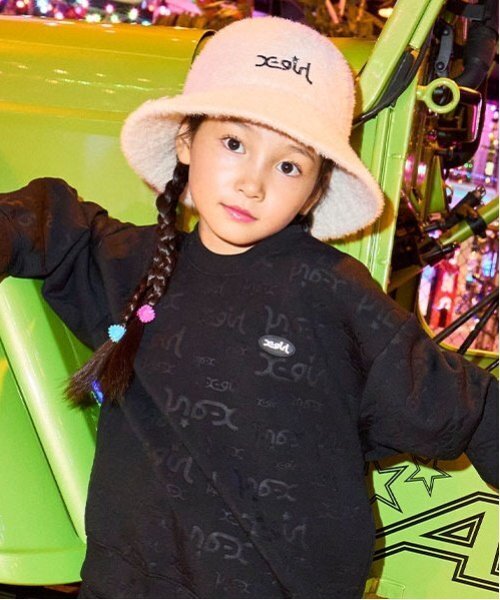 X-girl Stages（エックスガールステージス）の「ファーバケットハット（ハット・キッズ・ブラック/アイボリー・L(52-56cm)/M(48-52cm)）」の9枚目の写真