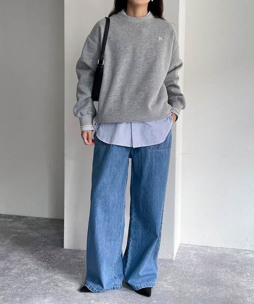 fredy emue(フレディエミュ)の「両面起毛リブラインFR刺繍スウェットプルオーバー(スウェット・レディース・アイボリー/ネイビー/グレー/オフホワイト・38)」の8枚目の写真