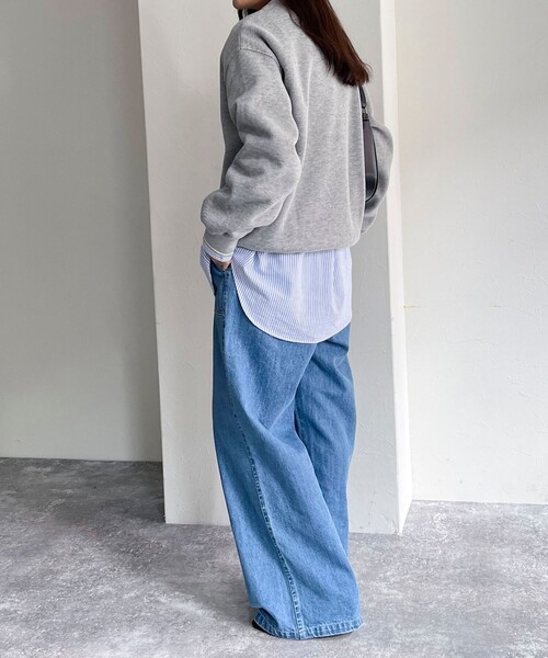 fredy emue(フレディエミュ)の「両面起毛リブラインFR刺繍スウェットプルオーバー(スウェット・レディース・アイボリー/ネイビー/グレー/オフホワイト・38)」の9枚目の写真