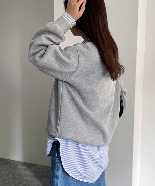 fredy emue(フレディエミュ)の「両面起毛リブラインFR刺繍スウェットプルオーバー(スウェット・レディース・アイボリー/ネイビー/グレー/オフホワイト・38)」の16枚目の写真