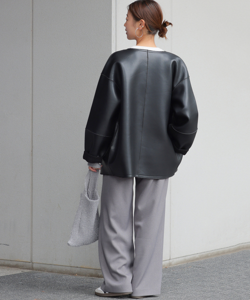 24AW　ジャーナルスタンダードレリューム　リバーシブルフェイクレザーコート　黒 JOURNAL STANDARD relume（ジャーナルスタンダード レリューム）の