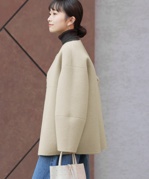 24AW　ジャーナルスタンダードレリューム　リバーシブルフェイクレザーコート　黒 JOURNAL STANDARD relume（ジャーナルスタンダード レリューム）の