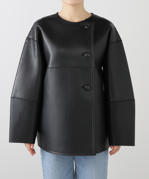 24AW　ジャーナルスタンダードレリューム　リバーシブルフェイクレザーコート　黒 JOURNAL STANDARD relume（ジャーナルスタンダード レリューム）の