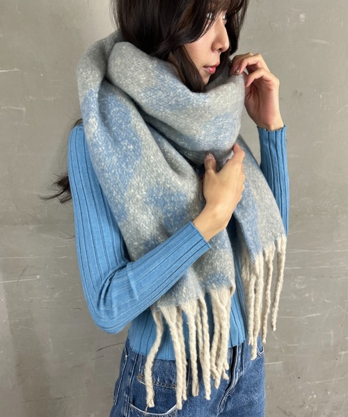 セール】ビッグレオパード柄大判マフラー 厚手マフラー（マフラー