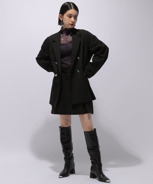 HARE（ハレ）の「タックプリーツメタルボタンジャケット(HARE)（テーラードジャケット・レディース・グレー/ブラック・FREE）」の5枚目の写真