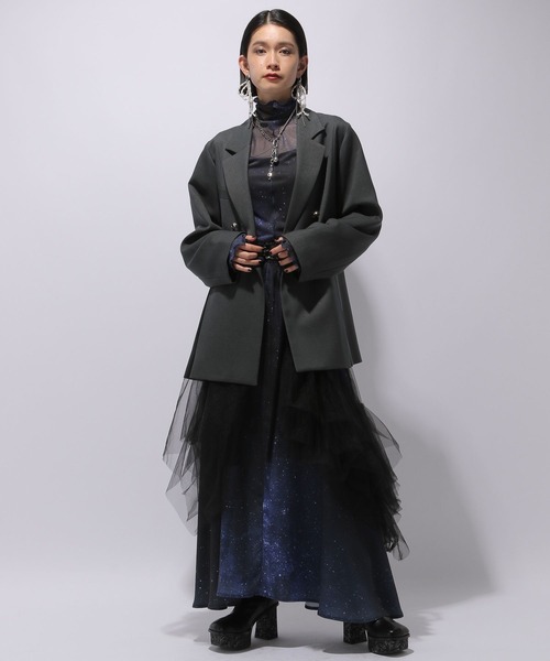 HARE（ハレ）の「タックプリーツメタルボタンジャケット(HARE)（テーラードジャケット・レディース・グレー/ブラック・FREE）」の6枚目の写真