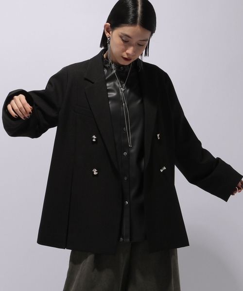 HARE（ハレ）の「タックプリーツメタルボタンジャケット(HARE)（テーラードジャケット・レディース・グレー/ブラック・FREE）」の22枚目の写真