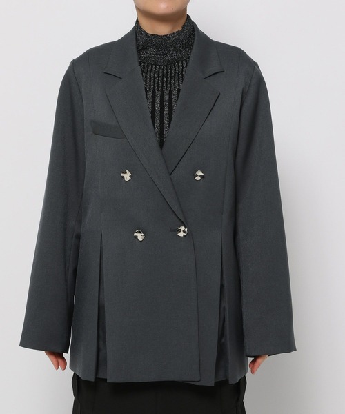 HARE（ハレ）の「タックプリーツメタルボタンジャケット(HARE)（テーラードジャケット・レディース・グレー/ブラック・FREE）」の14枚目の写真