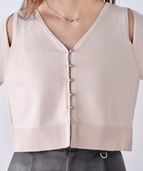 セール】オープンショルダーデザインニット（カーディガン