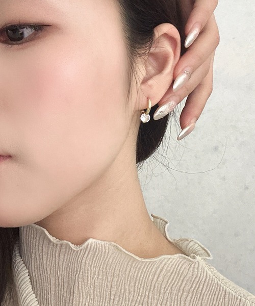 Burner(バーナー)の「【OKUOKU 0909】一粒CZジルコニア フープピアス 両耳用 oku-pierce-633575432954-6 N【RBTS】(ピアス(両耳用)・レディース・シルバー/ゴールド・FREE)」の13枚目の写真