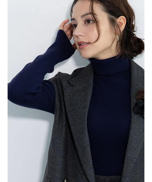Te chichi(テチチ)の「リブタートルニット(ニット/セーター・レディース・オレンジ/ネイビー/グレー/ブルー・F)」の2枚目の写真