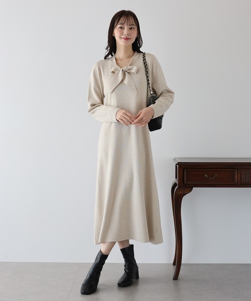 【セール】ボウタイニットワンピース（ワンピース）｜BLUEEAST（ブルーイースト）