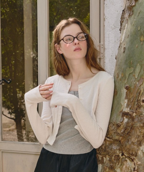 GIUNON（ジウノン）の「long sleeve lace cardigan / ロングスリーブレースカーディガン（カーディガン/ボレロ・レディース・ブラック/ピンク/ブルー/アイボリー・FREE）」の10枚目の写真