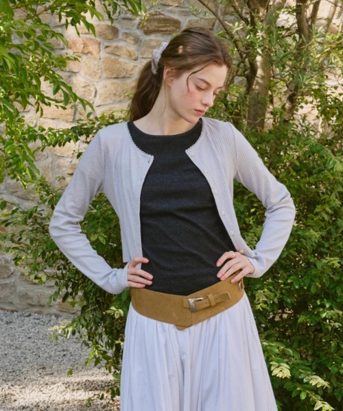 GIUNON（ジウノン）の「long sleeve lace cardigan / ロングスリーブレースカーディガン（カーディガン/ボレロ・レディース・ブラック/ピンク/ブルー/アイボリー・FREE）」の6枚目の写真