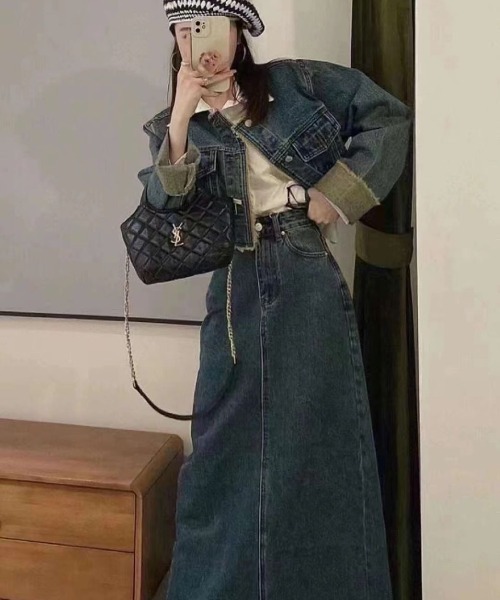 セール】デニムセットアップ/ジャケット＆スカート（デニムジャケット