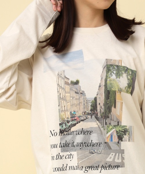 M2392 ＣＯＬＬＡＧＥ ＰＨＯＴＯプリントＴ（Tシャツ/カットソー）｜RNA-N（アールエヌエーエヌ）