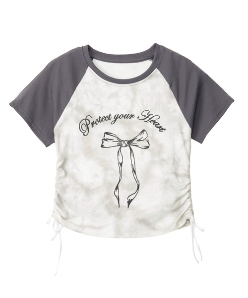 新品タグ付き　y2k 姫系リボンTシャツ　バレエコア　カットソー y2k 姫系 ビッグリボンTシャツ ベージュ 半袖 バレエコア - メルカリ