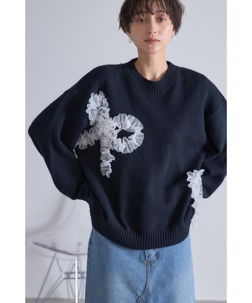 アルパカタッチチュールリボンニット（ニット/セーター）｜&. NOSTALGIA（アンドドットノスタルジア） 6,527円