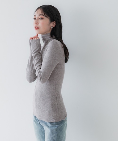 coca（coca）（コカ）の「リブテレコタートルネック（ニット/セーター・レディース・レッド/グレー/アイボリー/ブラック・S/L/M）」の15枚目の写真