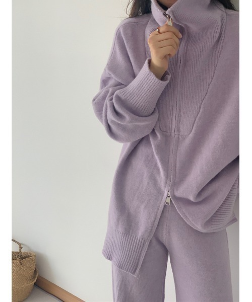 Mela(メラ)の「【セットアップ】ジップパーカー × ワイドパンツ(セットアップ・レディース・ホワイト/パープル/ブラック/ブルー/グレー・FREE)」の10枚目の写真