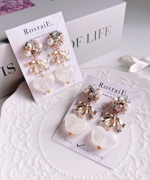 tone(トーン)の「【RosraiE】ビジューパールリボンハート ピアス(MA)(ピアス(両耳用)・レディース・ゴールド・FREE)」の6枚目の写真