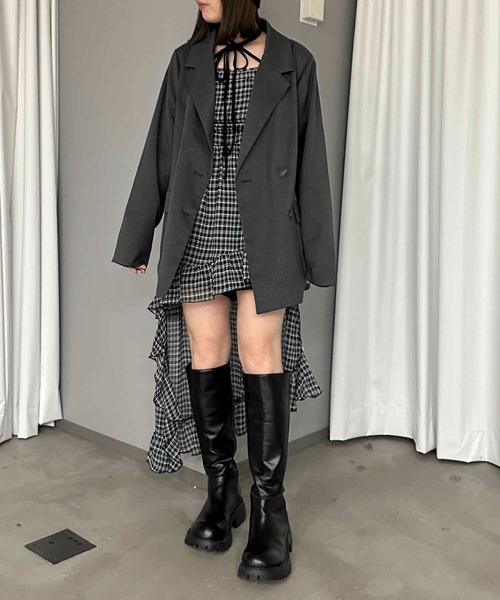 apres jour mignon（アプレジュールミニョン）の「ドロストフリルキャミチュニック【ZOZOTOWN限定アイテム】（チュニック・レディース・チャコールグレー/アイボリー/ブラウン系その他/ブラック系その他/ダークブラウン・X-LARGE/フリー）」の6枚目の写真