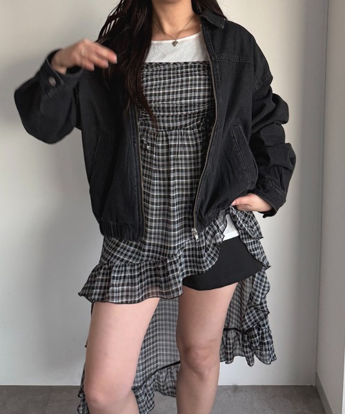 apres jour mignon（アプレジュールミニョン）の「ドロストフリルキャミチュニック【ZOZOTOWN限定アイテム】（チュニック・レディース・チャコールグレー/アイボリー/ブラウン系その他/ブラック系その他/ダークブラウン・X-LARGE/フリー）」の7枚目の写真