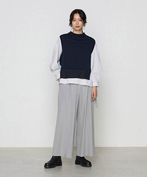 Gabardine K.T(ギャバジンケーティー)の「ハイテンションポンチ タックワイドパンツ(その他パンツ・レディース・ブラック/グレー/ネイビー/ライトグレー・7号/9号)」の5枚目の写真
