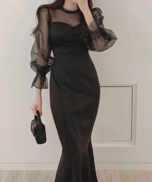 Teem Store（チームストア）の「シースルー チュール切り替えマーメイドドレス（ワンピース・レディース）」