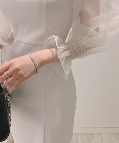 Teem Store(チームストア)の「シースルー チュール切り替えマーメイドドレス(ワンピース・レディース・ブラック/ホワイト・F)」の5枚目の写真