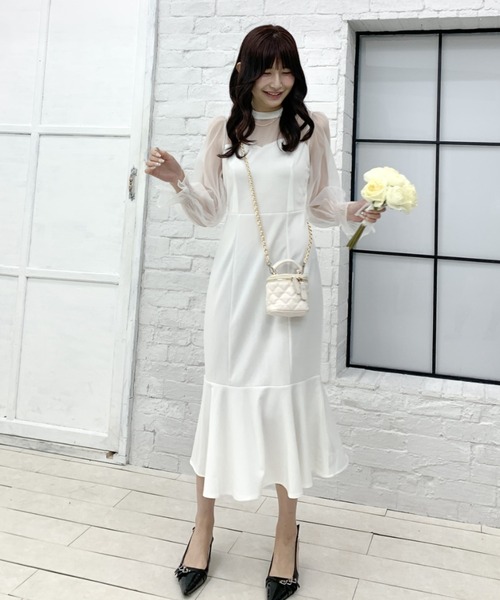 Teem Store(チームストア)の「シースルー チュール切り替えマーメイドドレス(ワンピース・レディース・ブラック/ホワイト・F)」の18枚目の写真