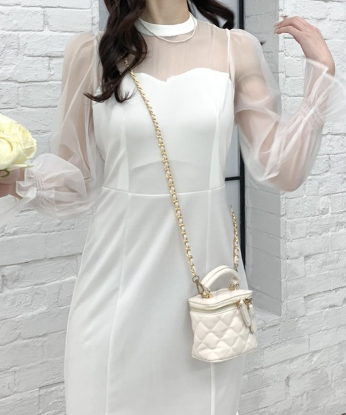 Teem Store(チームストア)の「シースルー チュール切り替えマーメイドドレス(ワンピース・レディース・ブラック/ホワイト・F)」の13枚目の写真