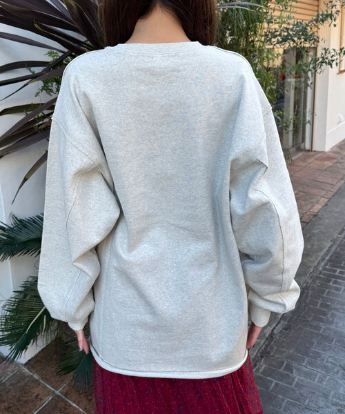 CIAOPANIC(チャオパニック)の「カレッジロゴスーパーBIGスウェット(Tシャツ/カットソー・レディース・グレー/オフホワイト/ピンク・ONE SIZE)」の15枚目の写真