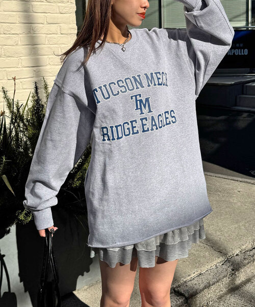 CIAOPANIC(チャオパニック)の「カレッジロゴスーパーBIGスウェット(Tシャツ/カットソー・レディース・グレー/オフホワイト/ピンク・ONE SIZE)」の19枚目の写真