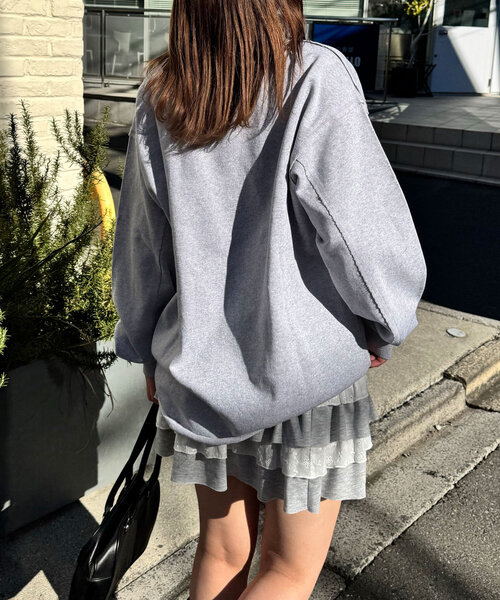 CIAOPANIC(チャオパニック)の「カレッジロゴスーパーBIGスウェット(Tシャツ/カットソー・レディース・グレー/オフホワイト/ピンク・ONE SIZE)」の22枚目の写真