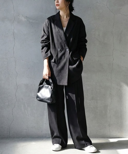 コーデセット ジャケット×ワイドストレートパンツ（セットアップ