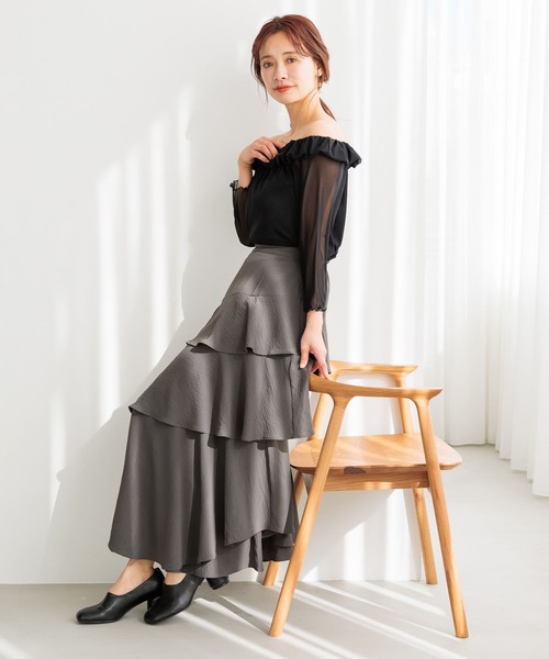 mysty woman（ミスティウーマン）の「バルーンオフショルプルオーバー  319795（Tシャツ/カットソー・レディース・ピンク/ブラック/オフホワイト・FREE）」の16枚目の写真