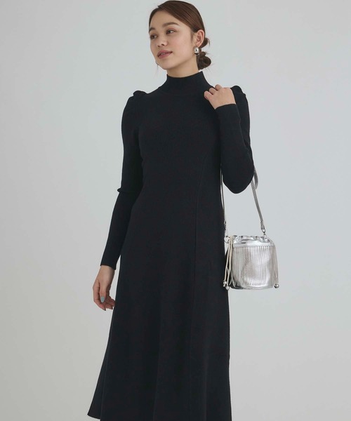 セール】パフスリーブハイネックニットワンピース（ワンピース）｜Edit