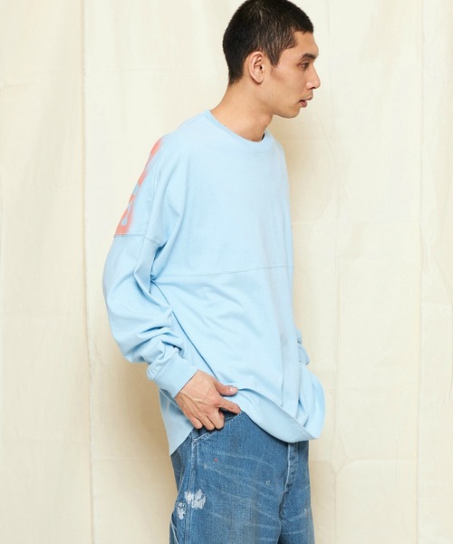 Lee（リー）の「Lee/リー RIDERS バックグラフィティースプレー バックプリント長袖Tシャツ（Tシャツ/カットソー・メンズ・サックスブルー/ブラック/ホワイト・SMALL/MEDIUM/LARGE/X-LARGE）」の8枚目の写真