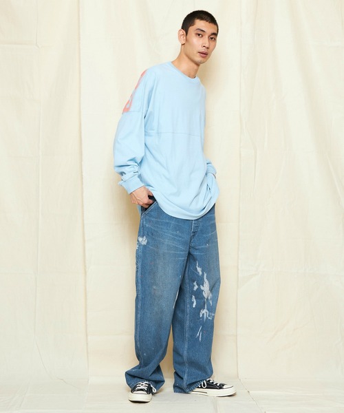 Lee（リー）の「Lee/リー RIDERS バックグラフィティースプレー バックプリント長袖Tシャツ（Tシャツ/カットソー・メンズ・サックスブルー/ブラック/ホワイト・SMALL/MEDIUM/LARGE/X-LARGE）」の15枚目の写真