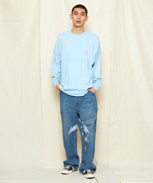 Lee（リー）の「Lee/リー RIDERS バックグラフィティースプレー バックプリント長袖Tシャツ（Tシャツ/カットソー・メンズ・サックスブルー/ブラック/ホワイト・SMALL/MEDIUM/LARGE/X-LARGE）」の16枚目の写真